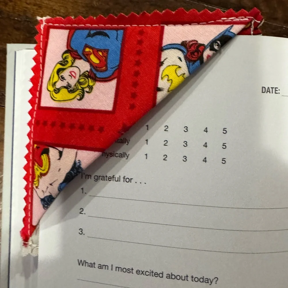 Superhero Comic Book Fabric Corner Bookmark